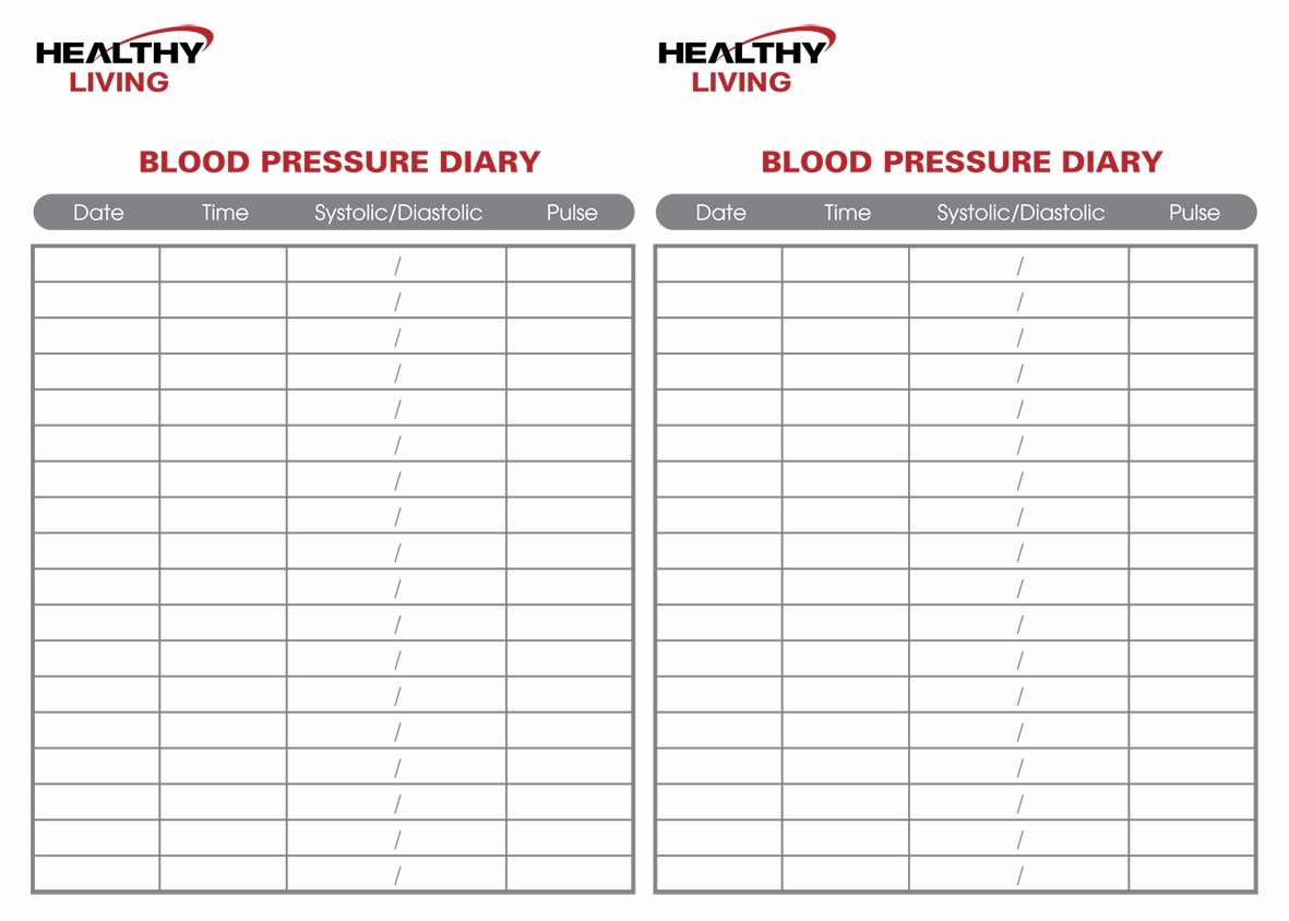 Blank Blood Pressure Tracking Chart