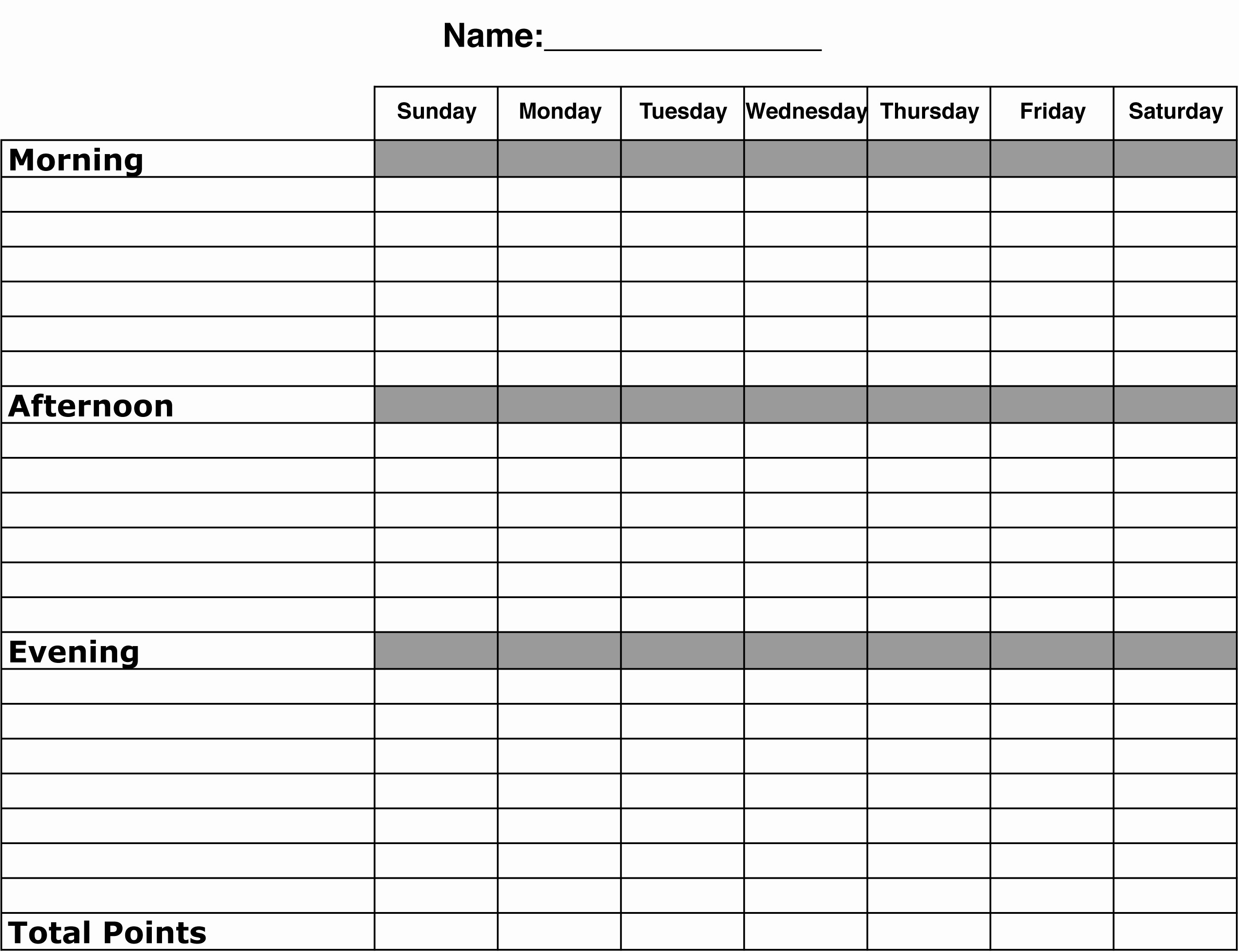 Blank Chore Chart For Adults