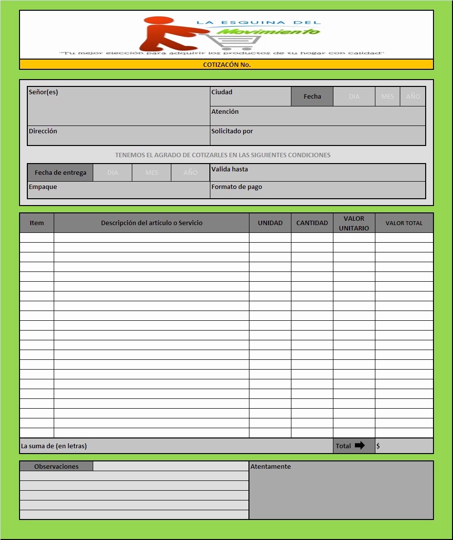 50 Formato De Cotizacion En Word Ufreeonline Template