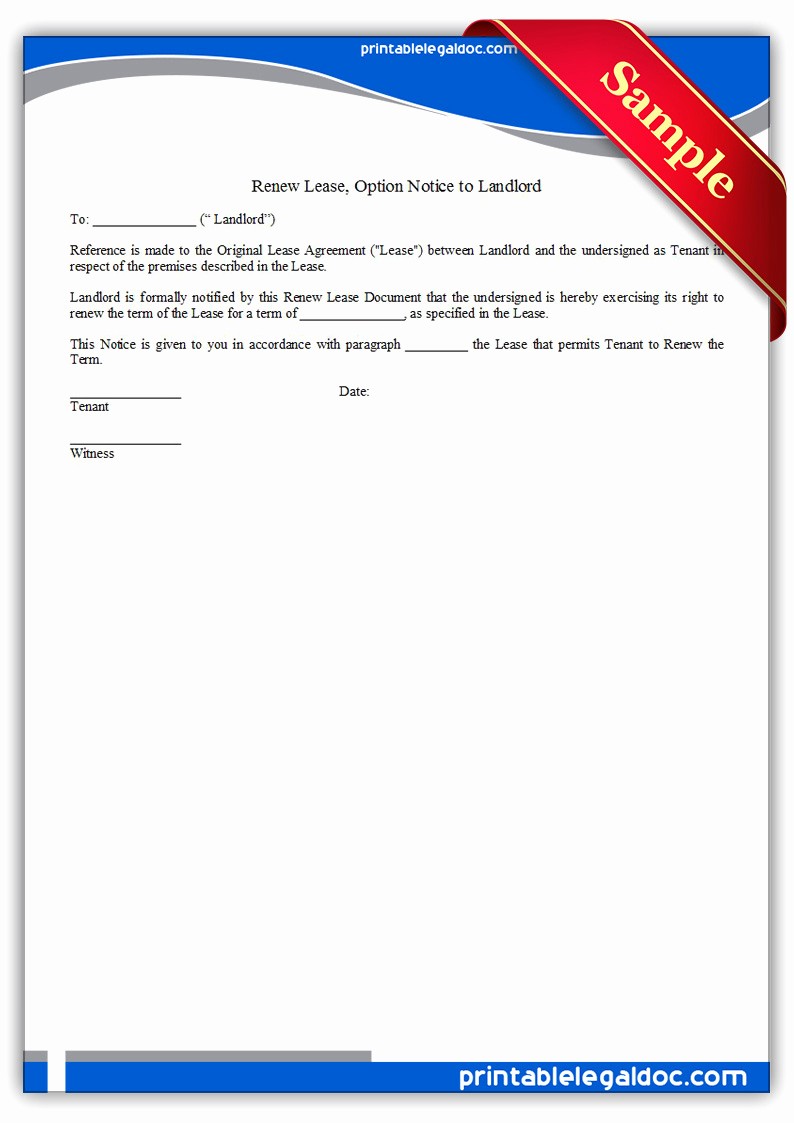50 Lease Renewal Notice to Tenant Ufreeonline Template