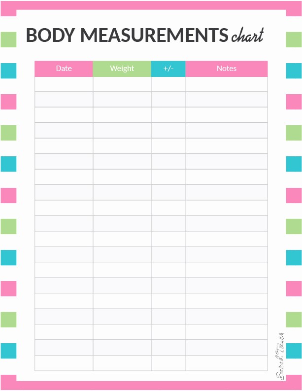 Printable Measurement Chart For Weight Loss