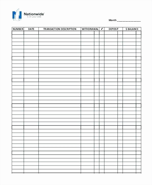 Printable Checking Account Balance Sheet Excel