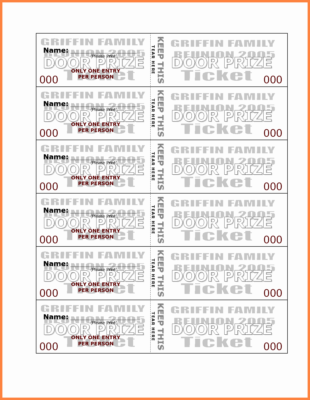 40+ Best Collections Printable Drawing Slips For Door Prize Template