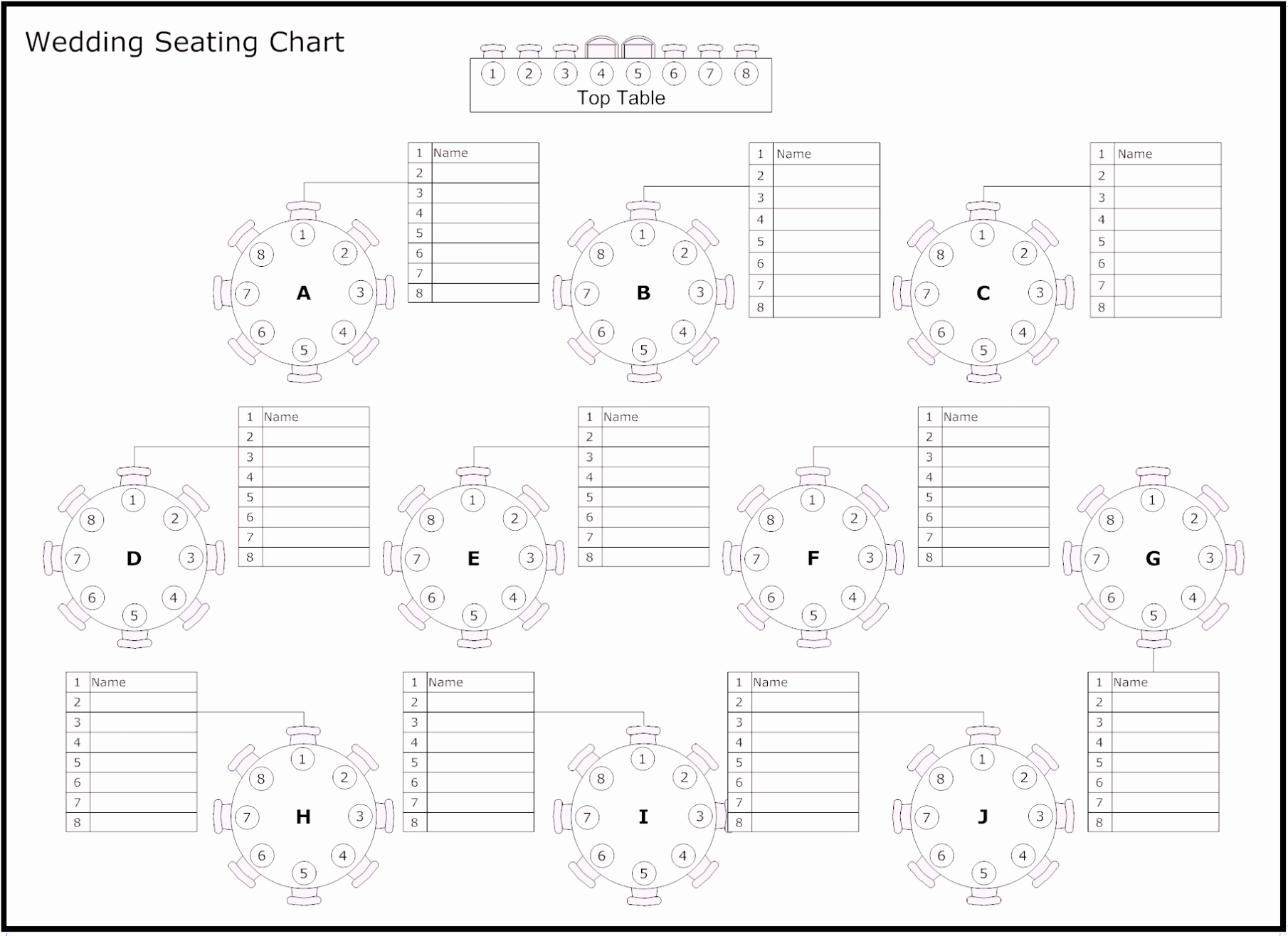 Printable Wedding Table Seating Chart