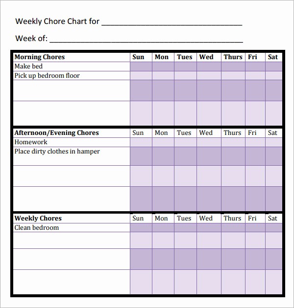Examples Of Chore Charts For Families