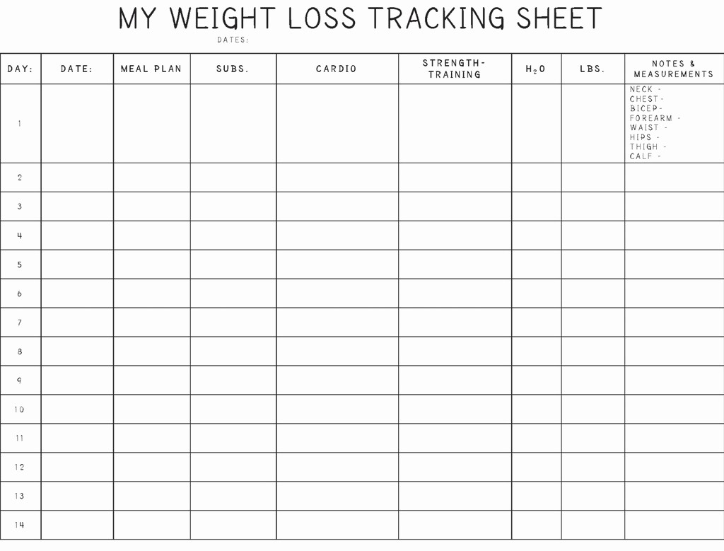 Group Weight Loss Chart Template