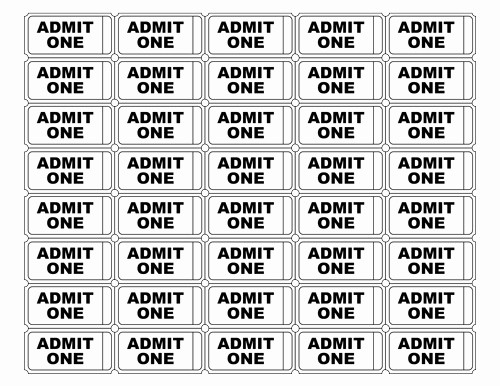 Admit One Ticket Template Word Unique Free Printable Admit E Ticket Templates Blank