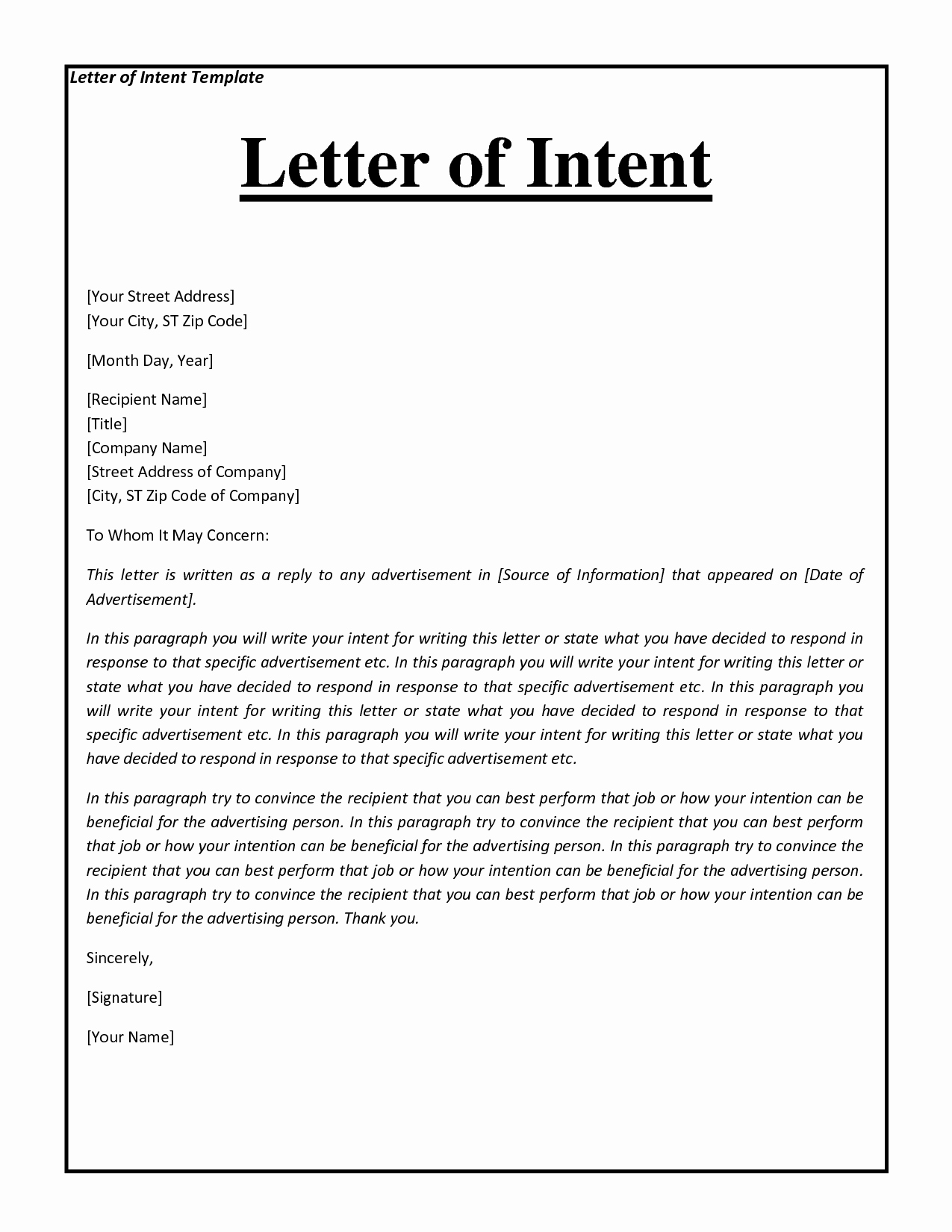 Cover Letter with Picture Template Fresh Letter Intent Template