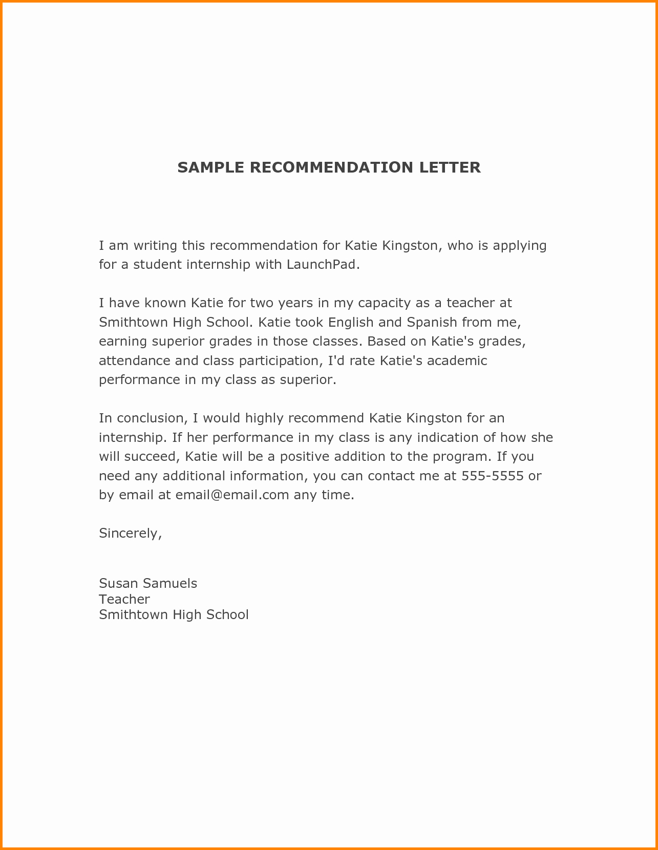 Recommendation Letter format for Student Unique Teacher Writing Re Mendation Letter for Student