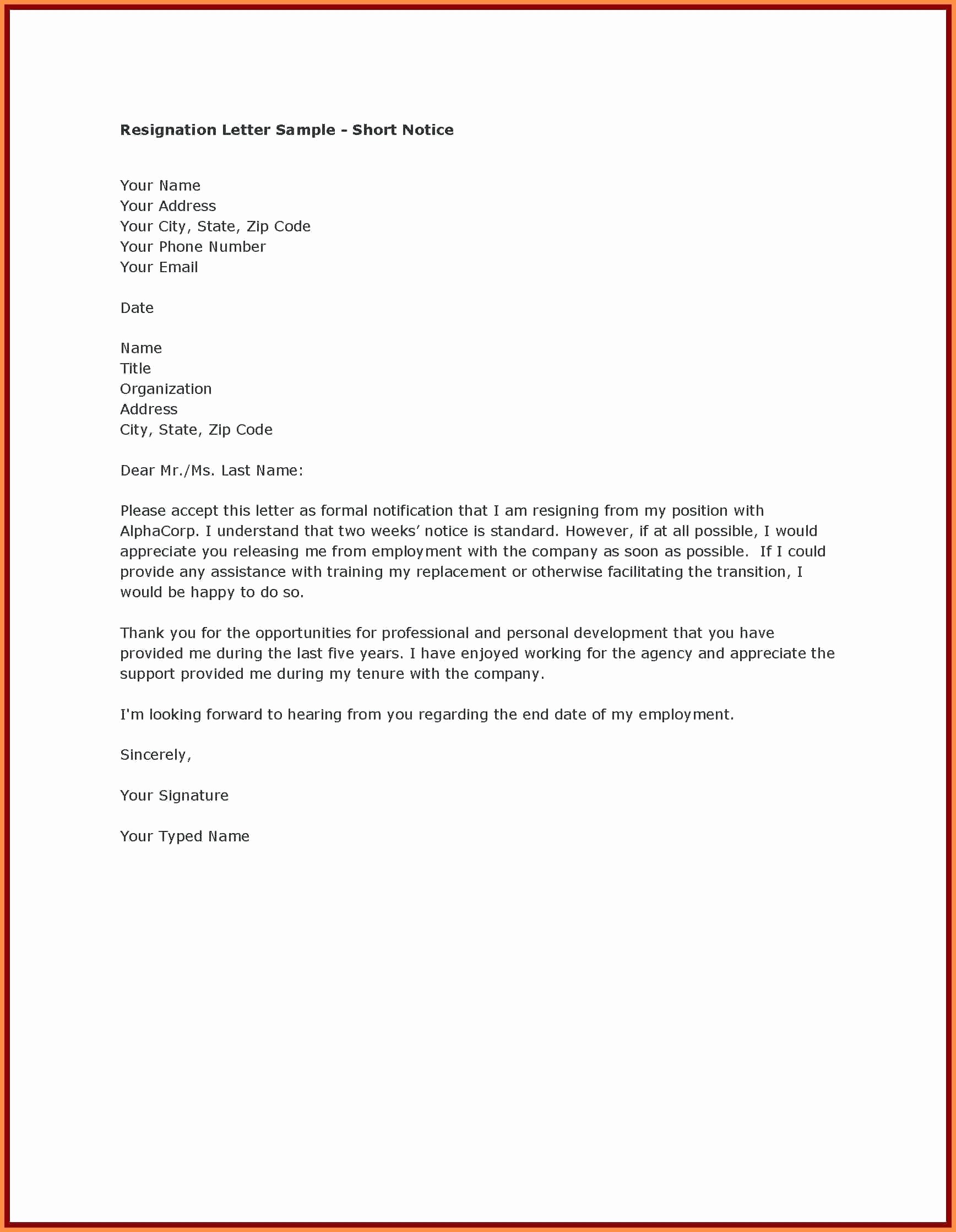 Resignation Letter Templates for Word Best Of Template Resign Letter Template