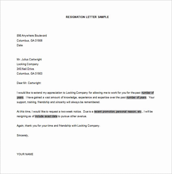 Resignation Letter Templates for Word Elegant 37 Simple Resignation Letter Templates Pdf Doc