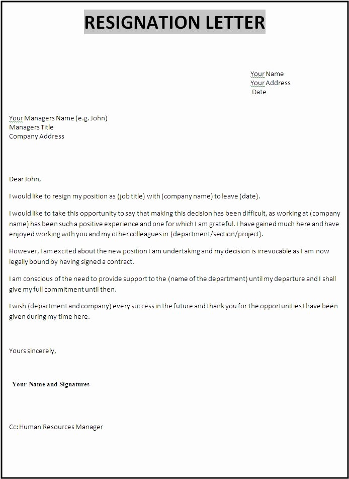 Resignation Letter Templates for Word New Resignation Letter Template