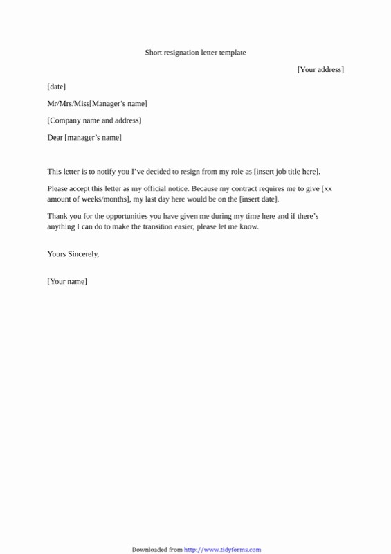 resignation letter template word mac