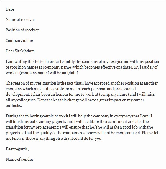 Resignation Letter Templates for Word Unique 41 formal Resignation Letters to Download for Free