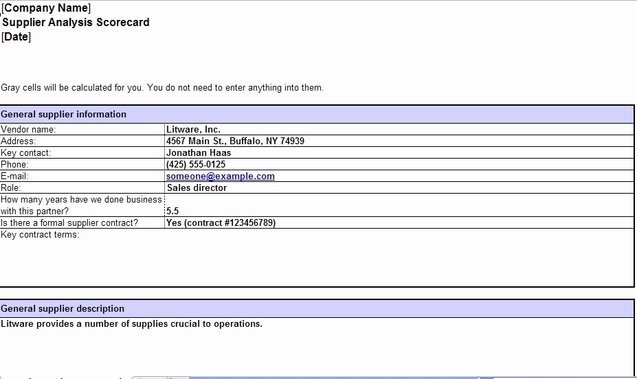 Vendor Information form Template Excel Fresh Supplier Scorecard Template Beepmunk