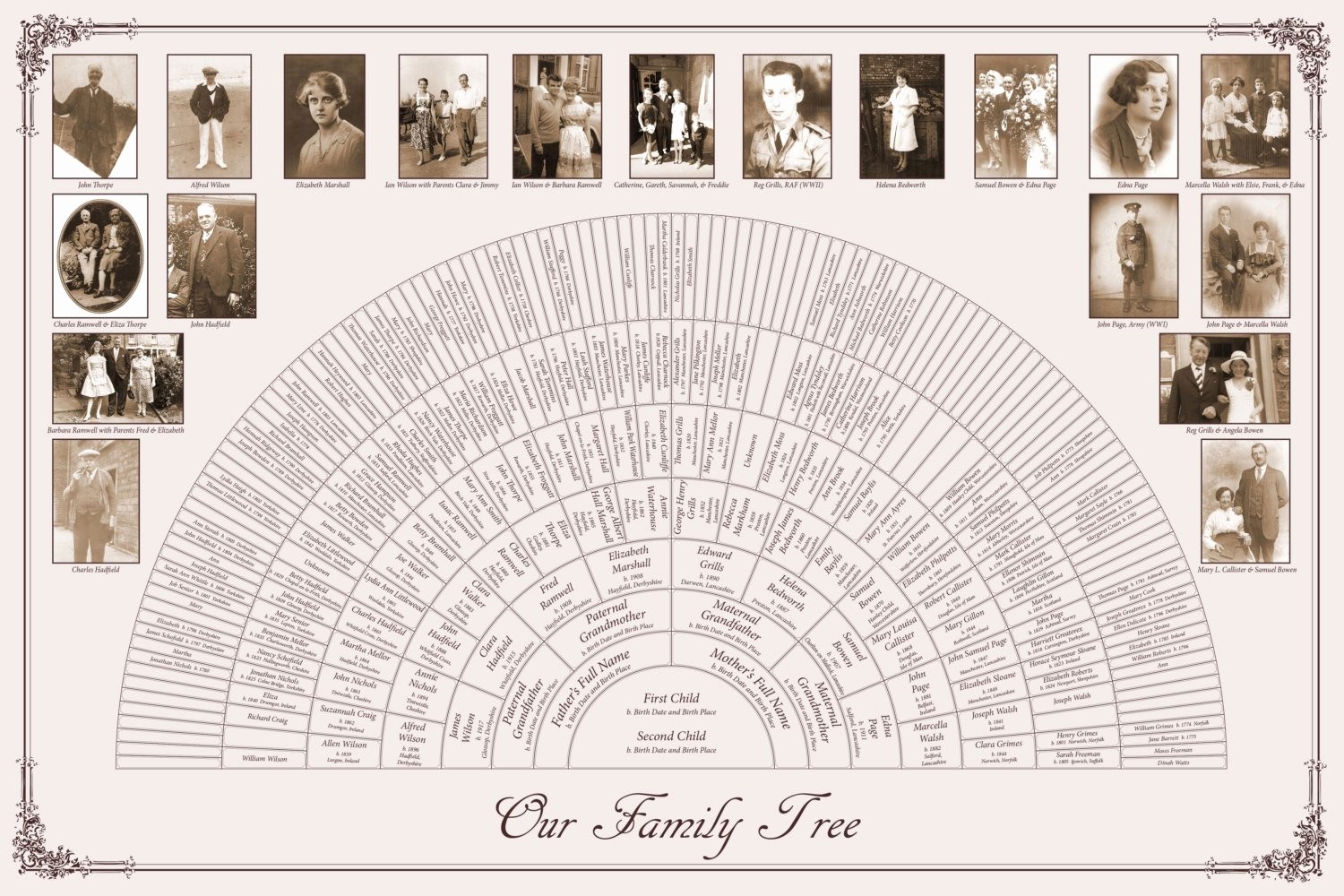 10 Generation Family Tree Template New Custom Family Tree 20x30 8 Generation Fan Chart