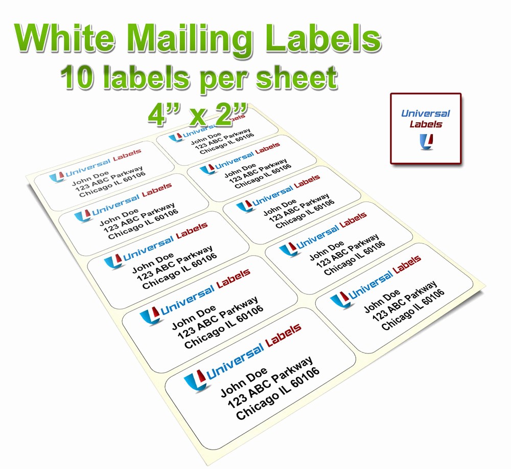 10 Per Sheet Label Template Beautiful 1000 4&quot;x2&quot; Shipping Labels 10 Labels Per Sheet Same