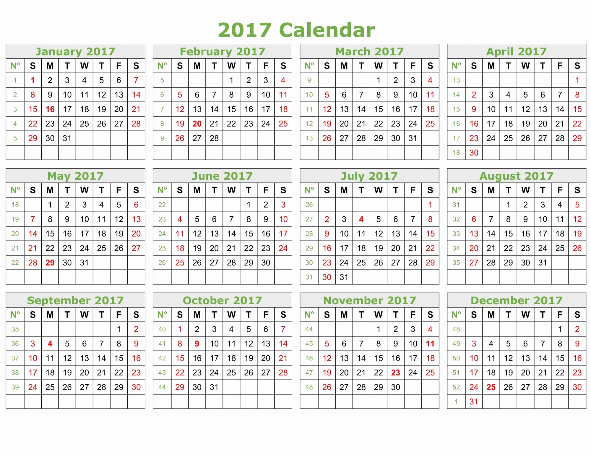 12 Month 2017 Calendar Printable Awesome Printable Calendar Free