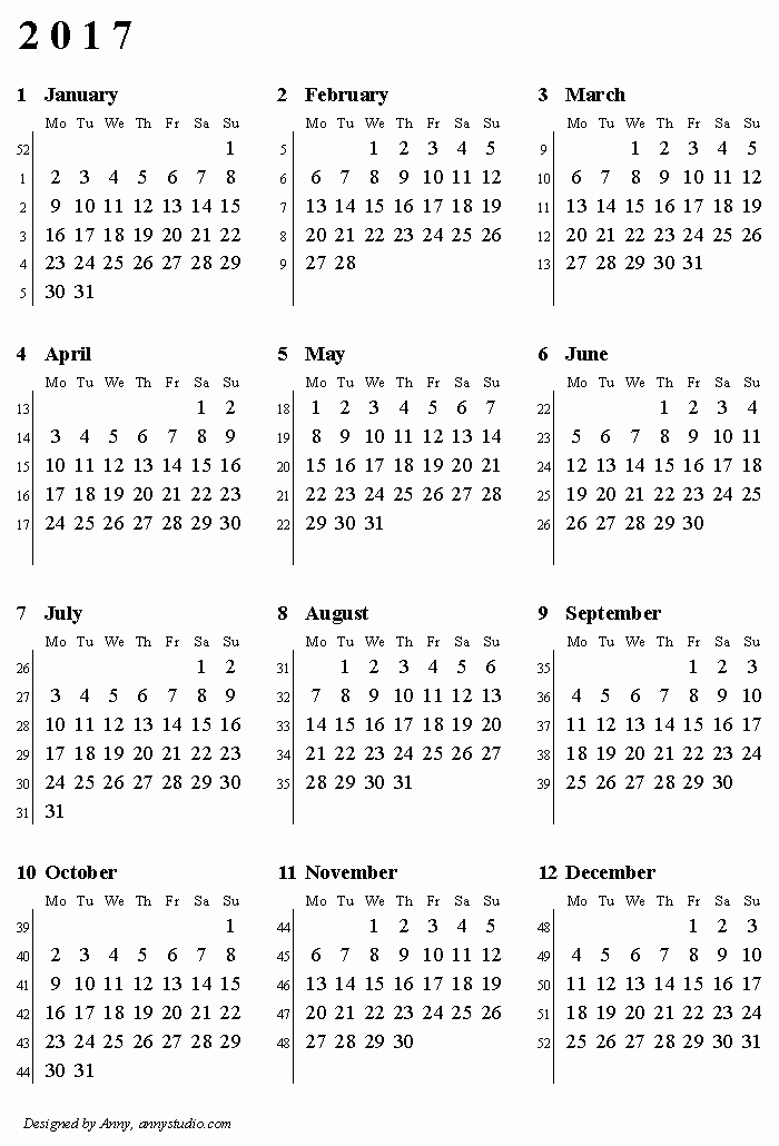 12 Month 2017 Calendar Printable New Kalendaryo 2017