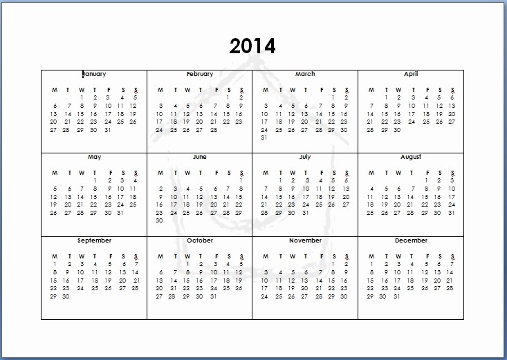 12 Month Calendar Template Word Beautiful 5 Best Of 12 Month Calendar 2014 Printable