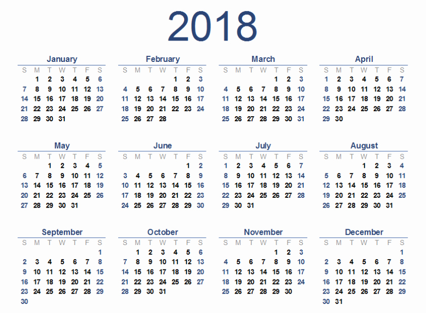 12 Month Calendar Template Word New Free Printable 2018 Calendar Template Word Excel