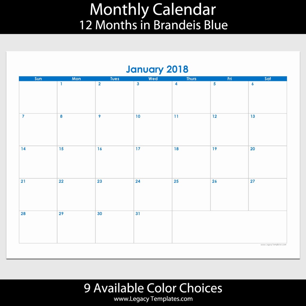 12 Month Printable Calendar 2018 Beautiful 2018 12 Month Landscape Calendar – A5