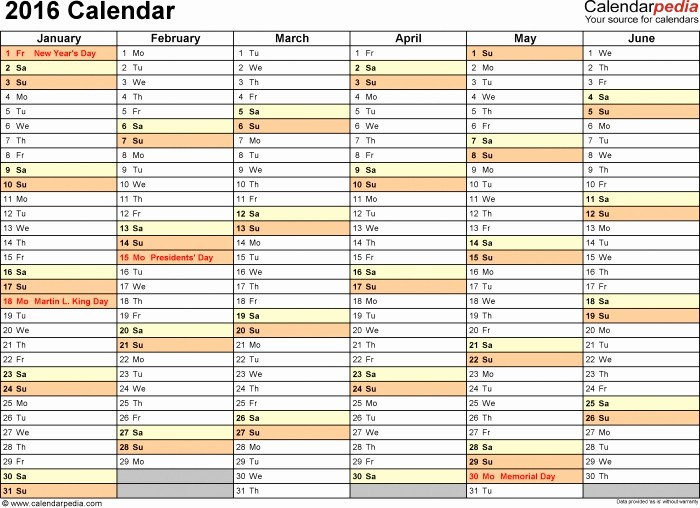 12 Months Calendar 2016 Printable Beautiful 12 Month Calendar Template