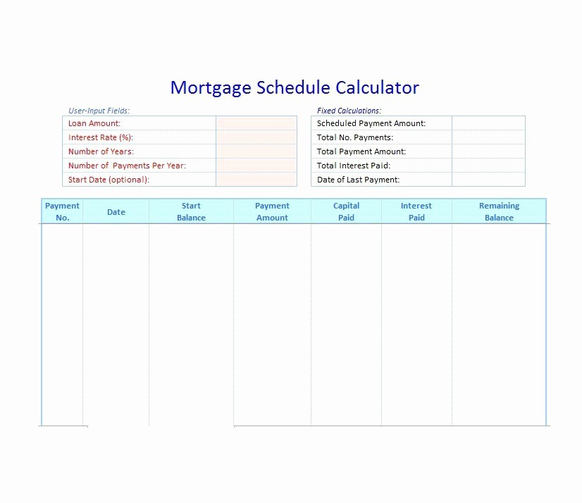 15 Year Amortization Schedule Excel Fresh 28 Tables to Calculate Loan Amortization Schedule Excel