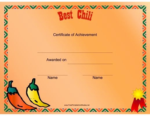1st Place Certificate Template Word Unique Best Chili Certificate Template