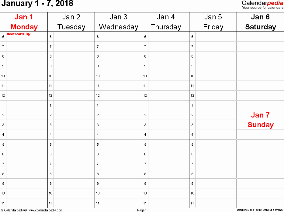 2 Week Calendar Template Word Fresh Weekly Calendar 2018