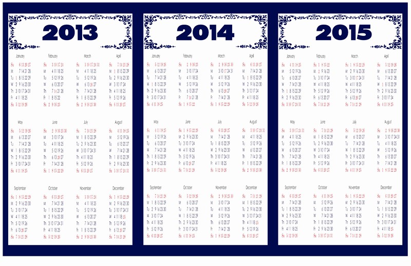 2013 Calendar Printable One Page Beautiful 8 Best Of 3 Year Calendar 2013 2014 2015 Printable