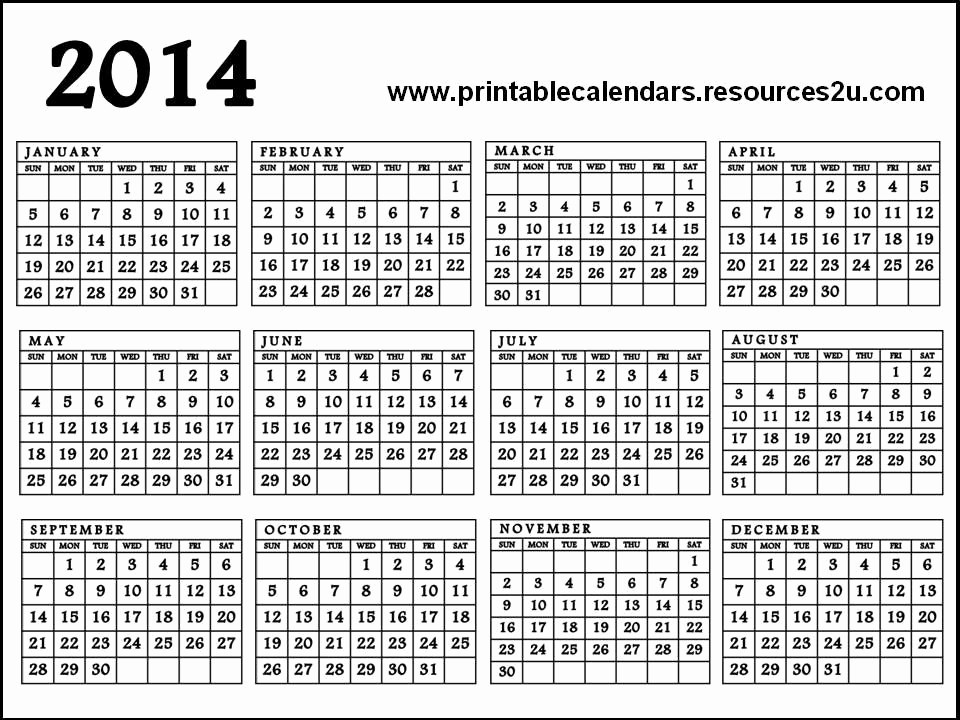 2013 Calendar Printable One Page New Calendar 2014 Printable E Page