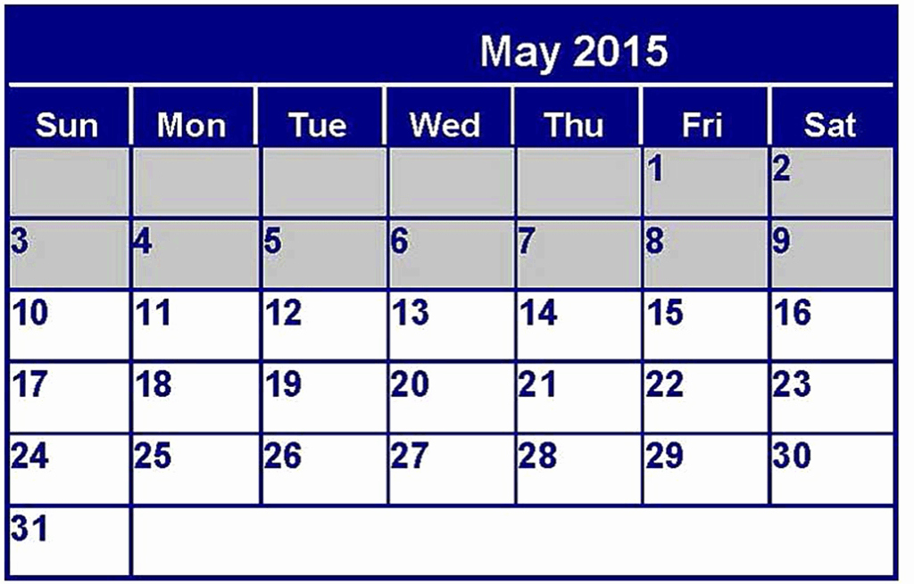 2015 Calendar with Holidays Excel Unique May 2015 Calendar with Holidays Printable Pdf Template
