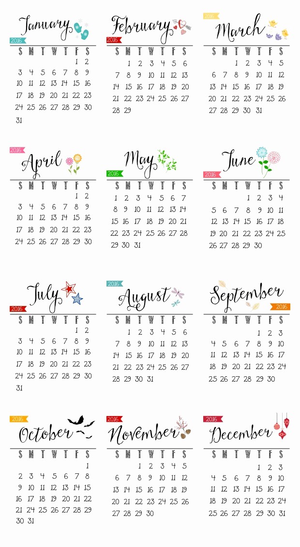 2016 12 Month Calendar Printable Best Of Free 2016 Printable Calendar Clean and Scentsible