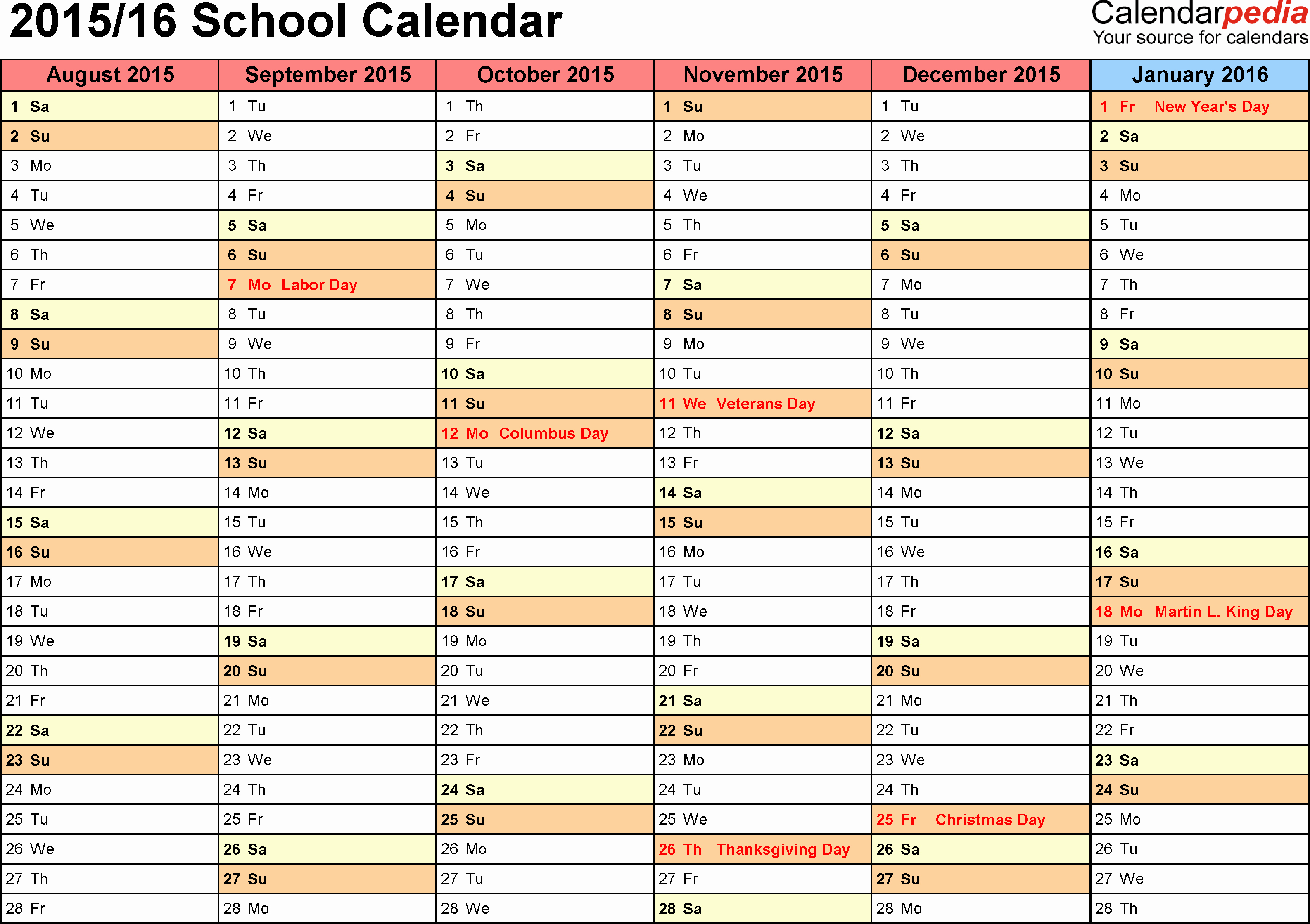 2016 2017 School Calendar Template Elegant 2016 2017 School Calendar Template
