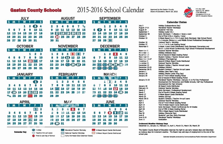 2016 2017 School Calendar Template Lovely Middle School Calendar 2016 2017 Free Calendar Template