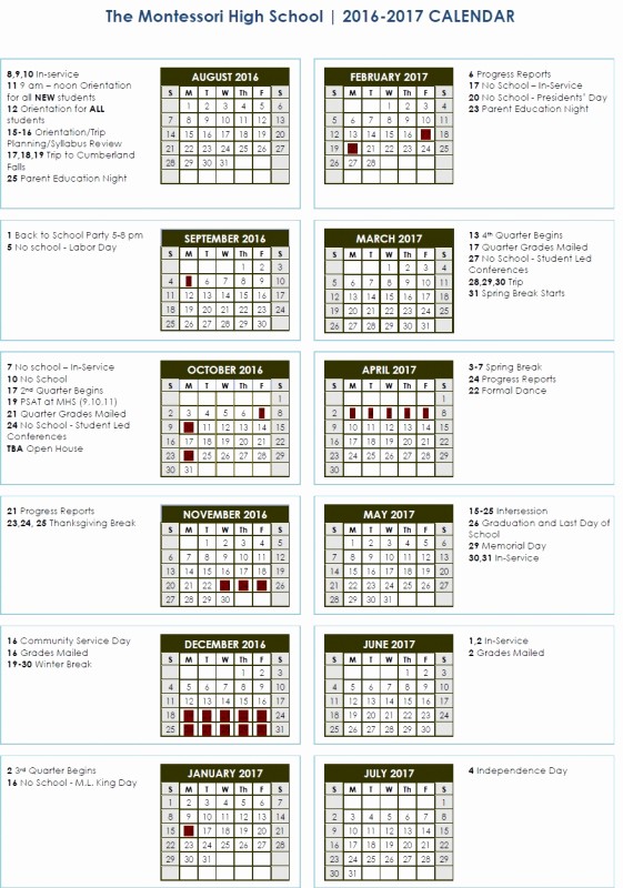 2016 2017 School Calendar Template Unique Marshall University 2016 2017 Academic Calendar Free