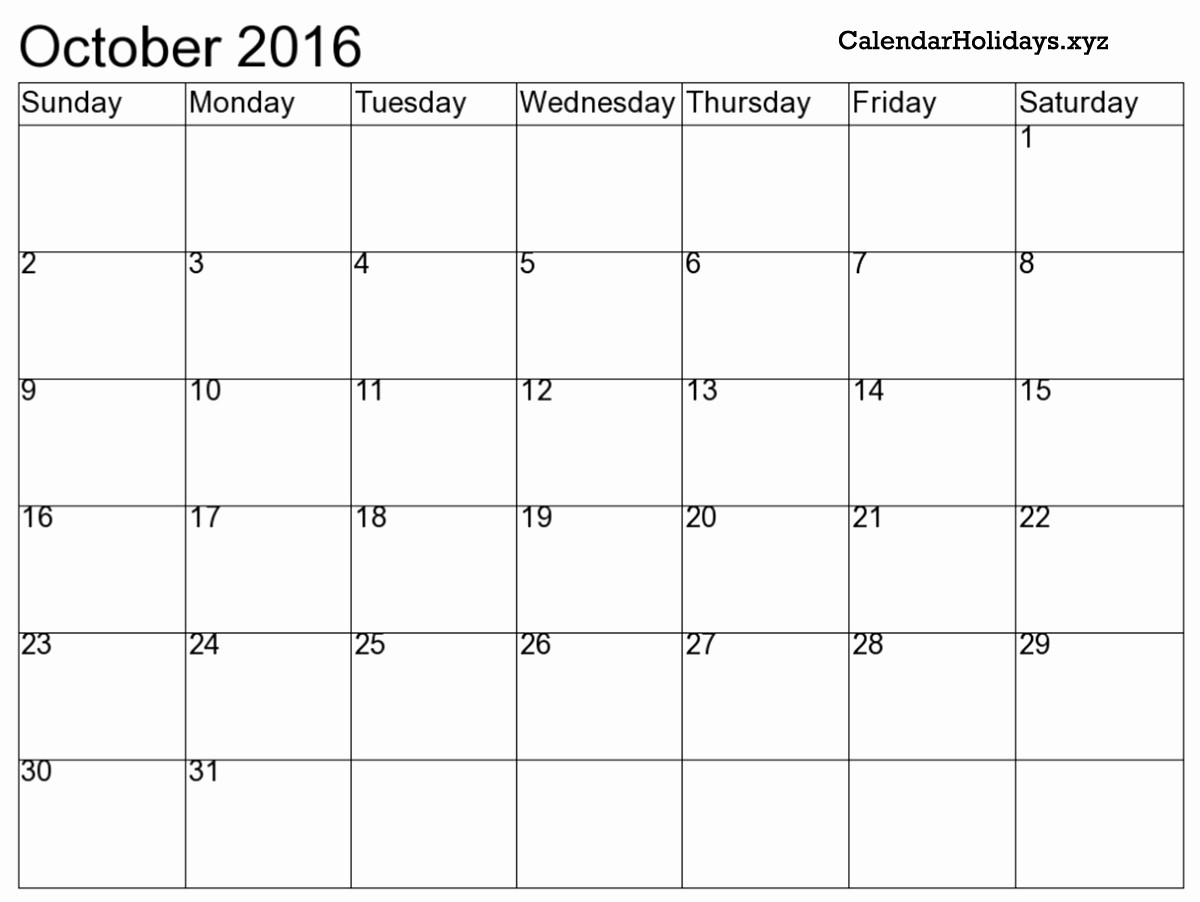 2016 Calendar Excel with Holidays Inspirational &quot;october 2016 Excel Calendar&quot;