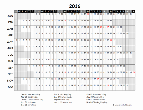 2016 Monthly Calendar Template Excel Lovely 2016 Excel Yearly Calendar 03 Free Printable Templates