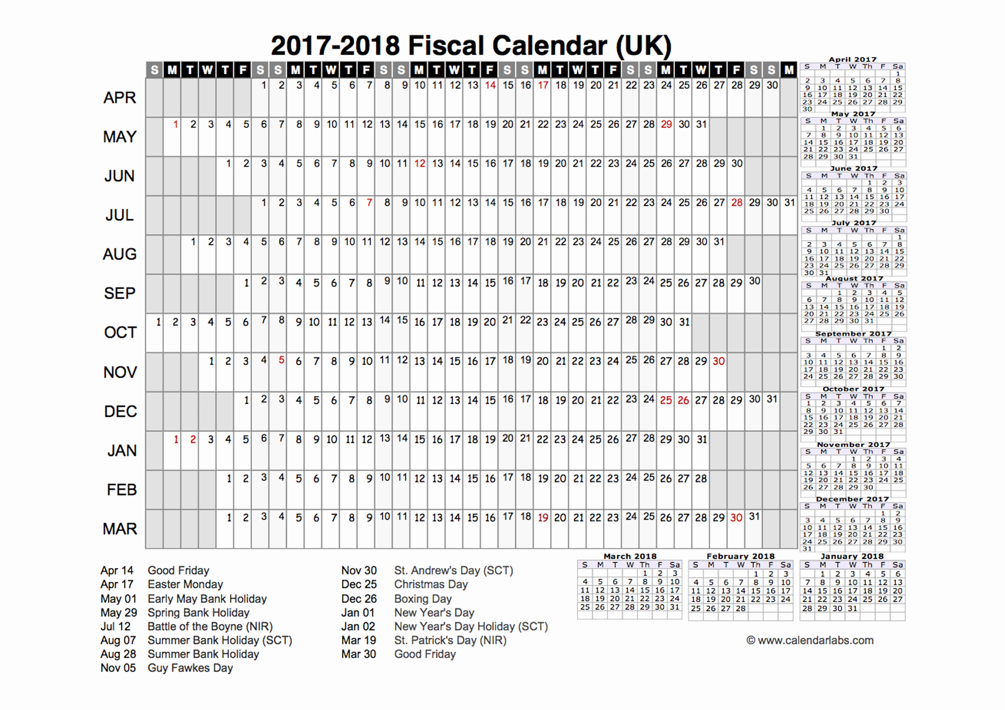 2017-18 Blank Calendar Awesome 2017 Fiscal Year Calendar Free Printable Templates