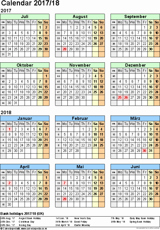 2017-18 Blank Calendar Beautiful Calendar 2017 Nz