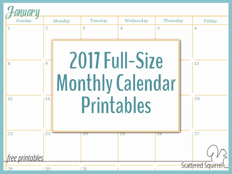 2017-18 Blank Calendar Elegant 2017 Full Size Monthly Calendar Printables are Here