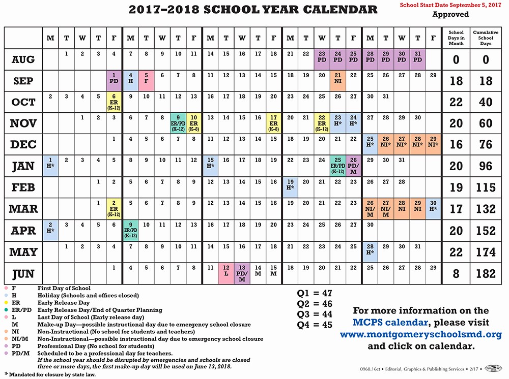 2017-18 Blank Calendar Elegant Mcps Calendar 2017 18