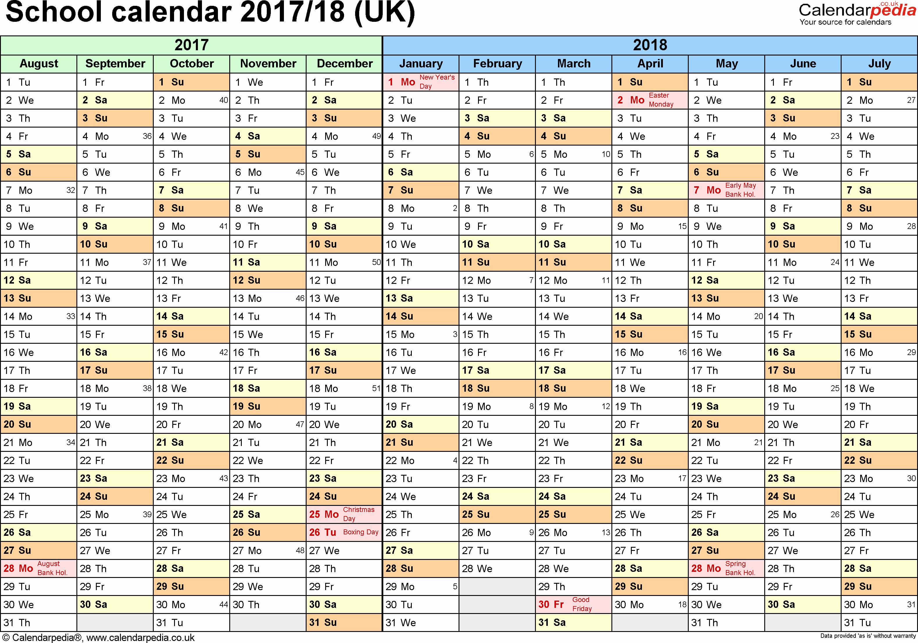 2017-18 Blank Calendar Inspirational School Calendars 2017 2018 as Free Printable Word Templates