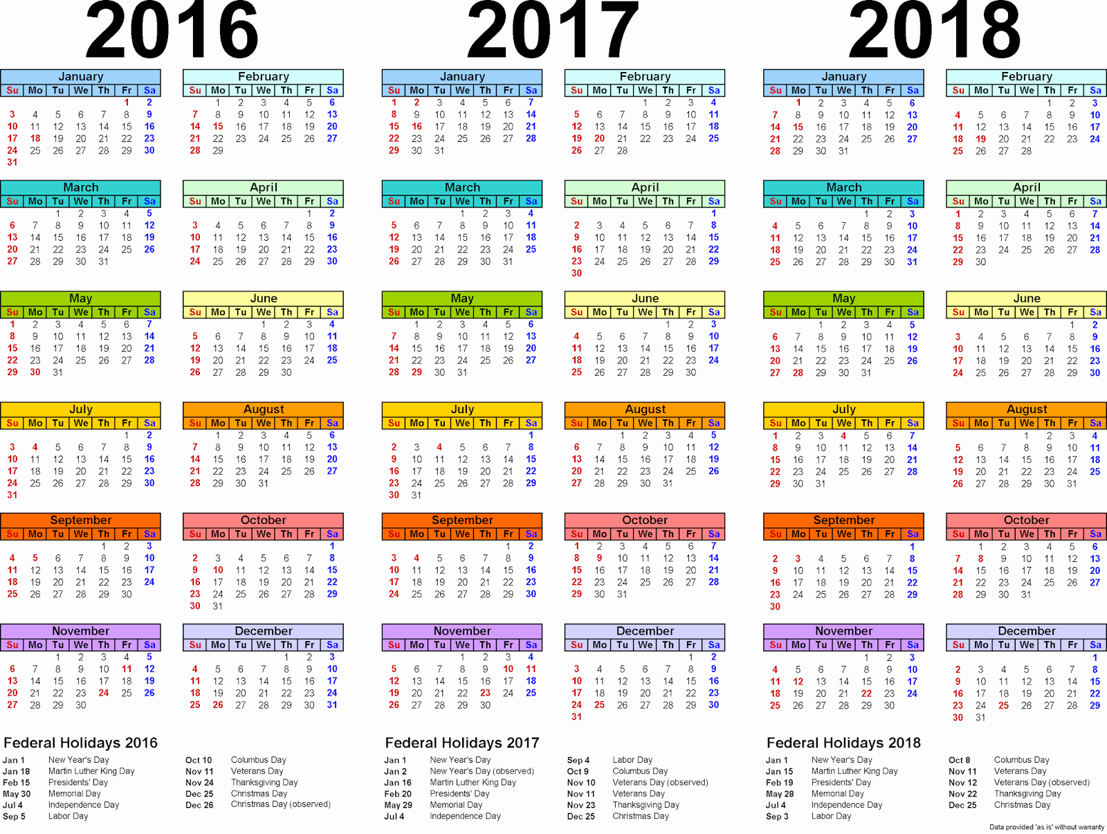 2017-2018 Blank Calendar Awesome 2016 2017 2018 Calendar 3 Year Printable