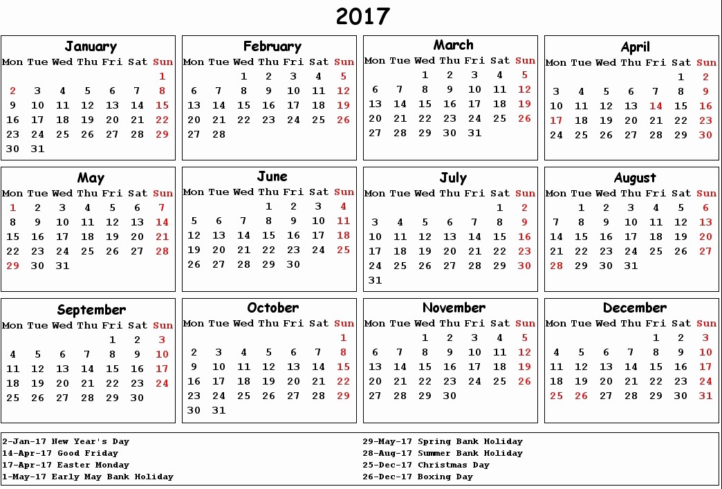 2017-2018 Blank Calendar Awesome 2017 Calendar Uk