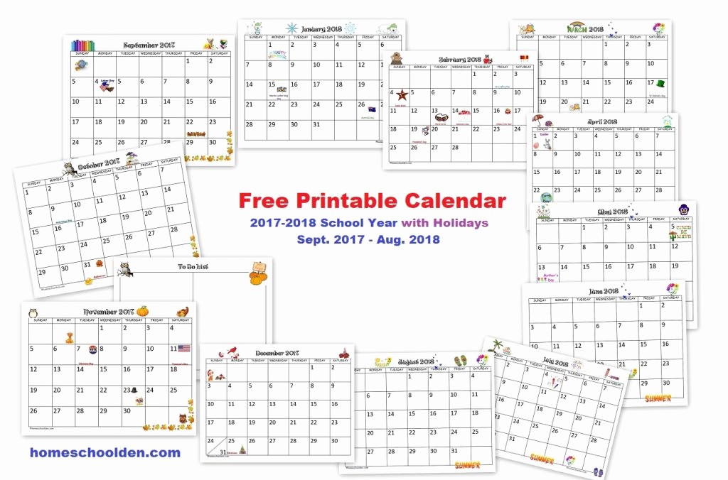 2017-2018 Blank Calendar Elegant Free Printable Calendar 2017 2018 School Year Homeschool Den