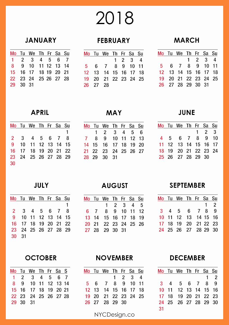 2017-2018 Printable Calendar Beautiful 2018 Calendar Printable