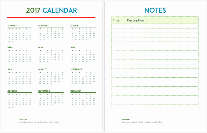 2017 Calendar Template with Notes Inspirational 2017 Calendar Templates 5 Plus Weekly and Monthly Calendars