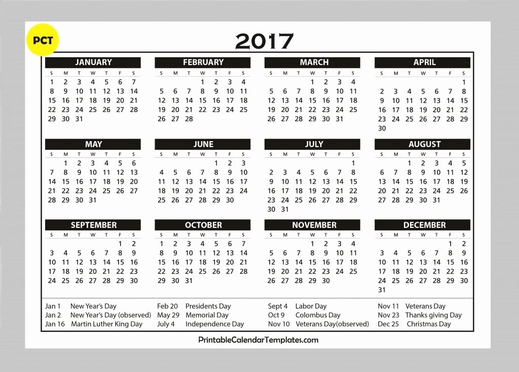 2017 Calendar with Holidays Template Beautiful 2017 Calendar Template 2017 Calendar with Holidays